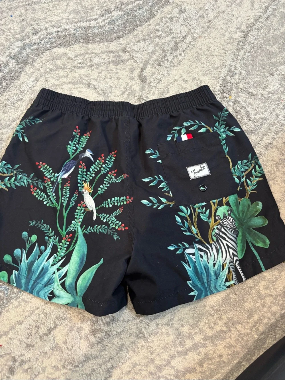 Black Mesh-Lined Swim Shorts with Signature Tab